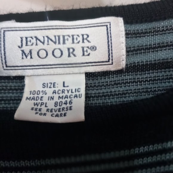 Blue and Black Striped Sweater, lightweight, short sleeves, size L, pre-owned - Picture 2 of 2